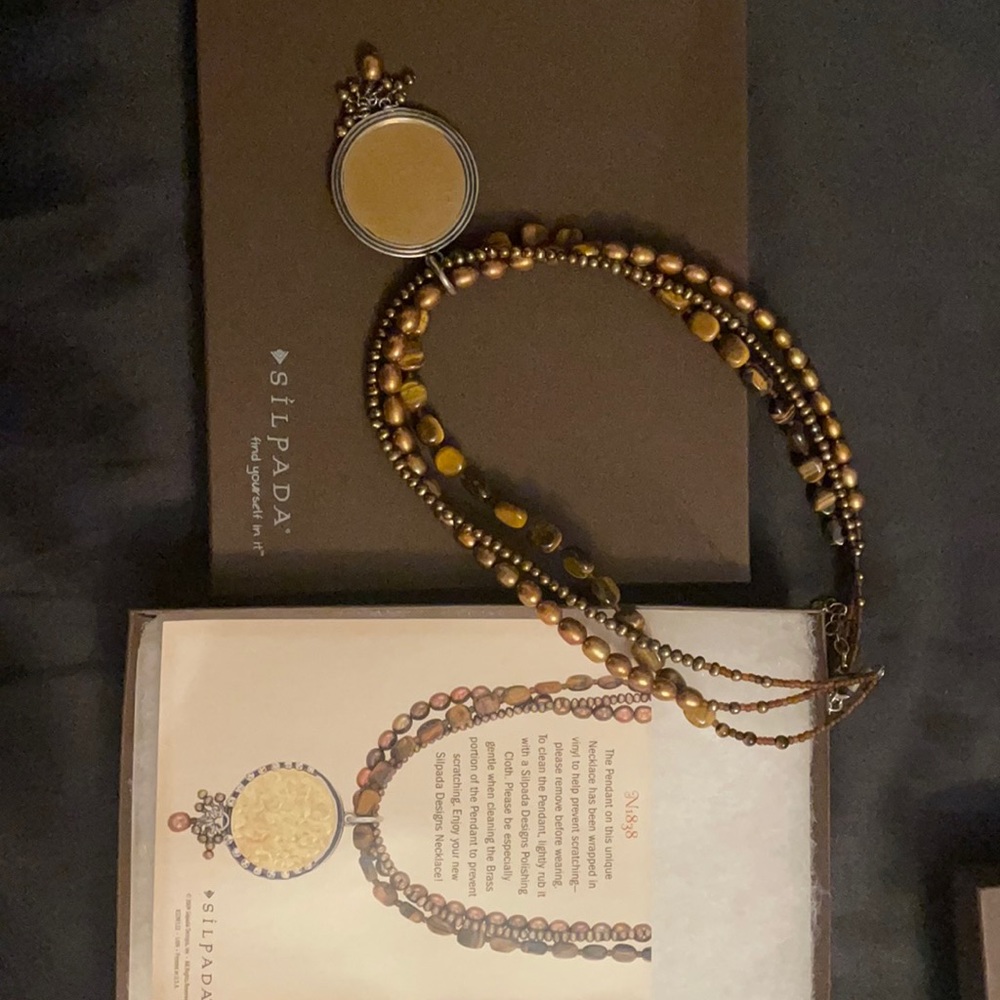 Silpada Sterling Tiger’s Eye Bronze Pearl Necklace
